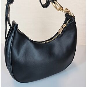 French Connection Moritz Hobo Bag Womens Black Smooth Zip Purse Shoulder